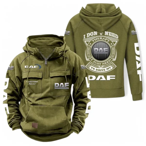 Cargo Hauler Tactical Quarter Zip Hoodie, Exclusive Logo Hoodie For Car Enthusiasts CAR106 - Army Green