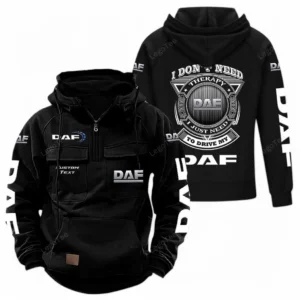 Freight Truck Tactical Quarter Zip Hoodie, Exclusive Logo Hoodie For Car Enthusiasts CAR106 - Black