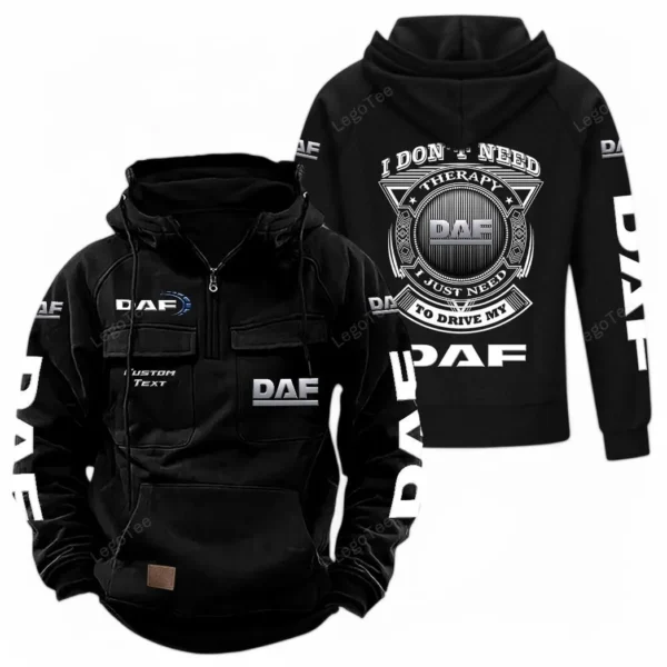 Freight Truck Tactical Quarter Zip Hoodie, Exclusive Logo Hoodie For Car Enthusiasts CAR106 - Black