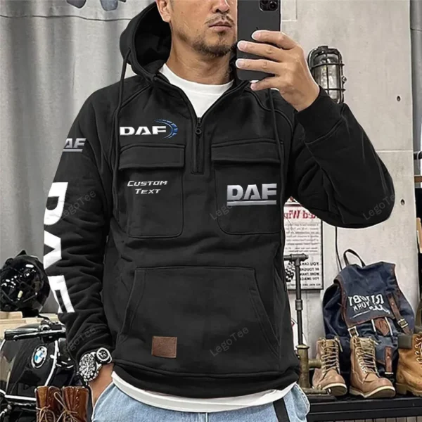 Freight Truck Tactical Quarter Zip Hoodie, Exclusive Logo Hoodie For Car Enthusiasts CAR106 - Black - Image 2