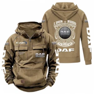 Commercial Lorry Tactical Quarter Zip Hoodie, Exclusive Logo Hoodie For Car Enthusiasts CAR106 - Khaki