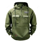 Commercial Lorry Tactical Quarter Zip Hoodie, Exclusive Logo Hoodie For Car Enthusiasts CAR109 - Army Green