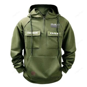Commercial Lorry Tactical Quarter Zip Hoodie, Exclusive Logo Hoodie For Car Enthusiasts CAR109 - Army Green