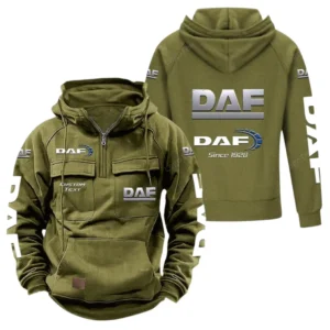Road Hauler Tactical Quarter Zip Hoodie, Exclusive Logo Hoodie For Car Enthusiasts CAR960 - Army Green