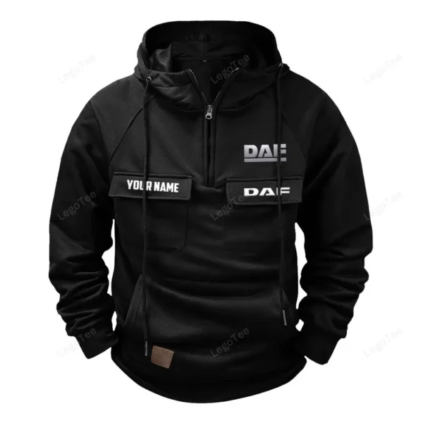 Transport Vehicle Tactical Quarter Zip Hoodie, Exclusive Logo Hoodie For Car Enthusiasts CAR109 - Black