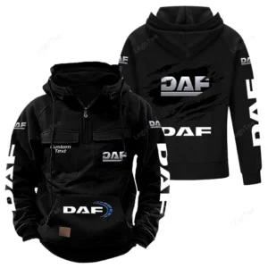 Long-Haul Vehicle Tactical Quarter Zip Hoodie, Exclusive Logo Hoodie For Car Enthusiasts CAR122 - Black