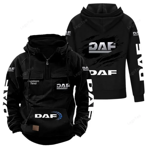 Long-Haul Vehicle Tactical Quarter Zip Hoodie, Exclusive Logo Hoodie For Car Enthusiasts CAR122 - Black