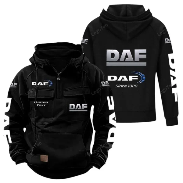 Industrial Vehicle Tactical Quarter Zip Hoodie, Exclusive Logo Hoodie For Car Enthusiasts CAR960 - Black