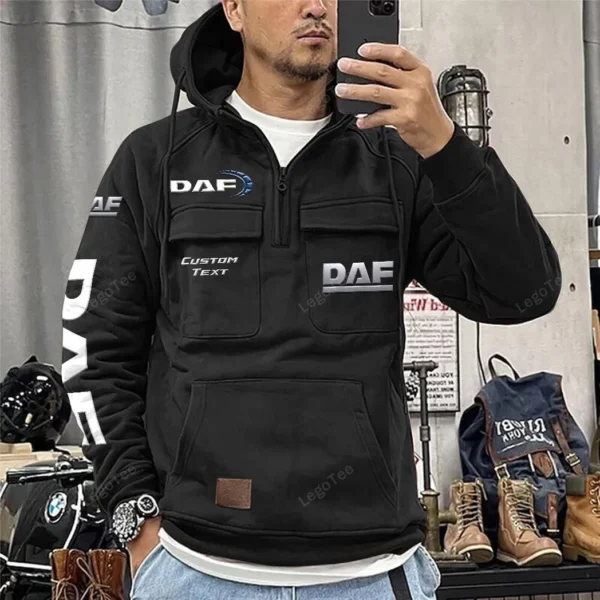 Industrial Vehicle Tactical Quarter Zip Hoodie, Exclusive Logo Hoodie For Car Enthusiasts CAR960 - Black - Image 2