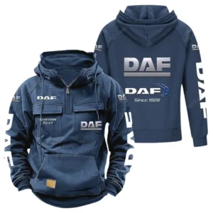 Heavy Truck Tactical Quarter Zip Hoodie, Exclusive Logo Hoodie For Car Enthusiasts CAR960 - Dark Blue