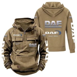 Long-Haul Vehicle Tactical Quarter Zip Hoodie, Exclusive Logo Hoodie For Car Enthusiasts CAR960 - Khaki