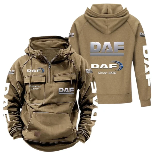 Long-Haul Vehicle Tactical Quarter Zip Hoodie, Exclusive Logo Hoodie For Car Enthusiasts CAR960 - Khaki