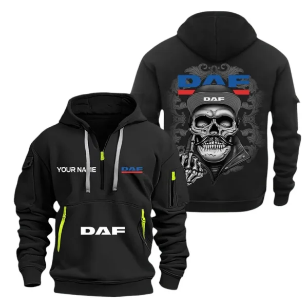 Hoodie Half Zipper Exclusive Logo Gift For Big Rig Enthusiasts CAR166 - Black