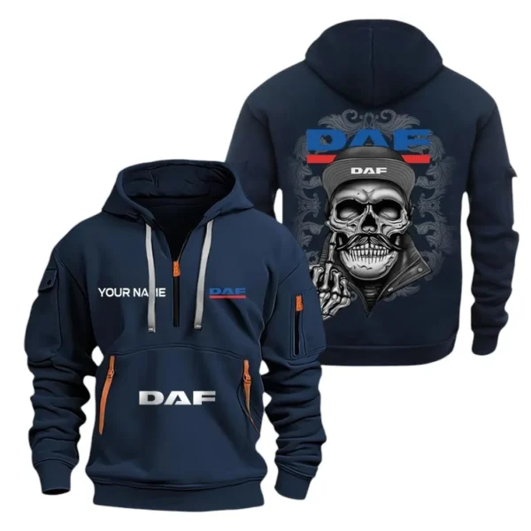 Hoodie Half Zipper Exclusive Logo Gift For Long Haul Legend Enthusiasts CAR166 - Navy