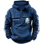 Iconic Road Machine Tactical Quarter Zip Hoodie, Exclusive Logo Hoodie For Car Enthusiasts CAR164 - Dark Blue