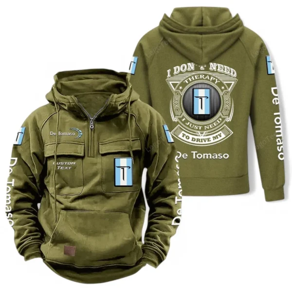 High-Performance GT Tactical Quarter Zip Hoodie, Exclusive Logo Hoodie For Car Enthusiasts CAR106 - Army Green