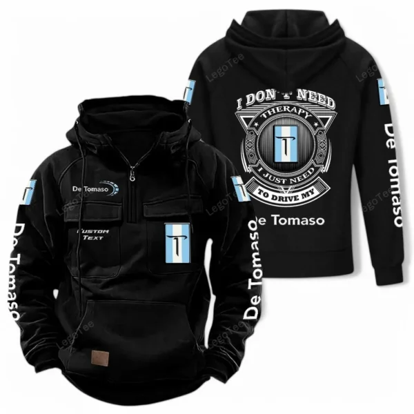 Sleek Speedster Tactical Quarter Zip Hoodie, Exclusive Logo Hoodie For Car Enthusiasts CAR106 - Black