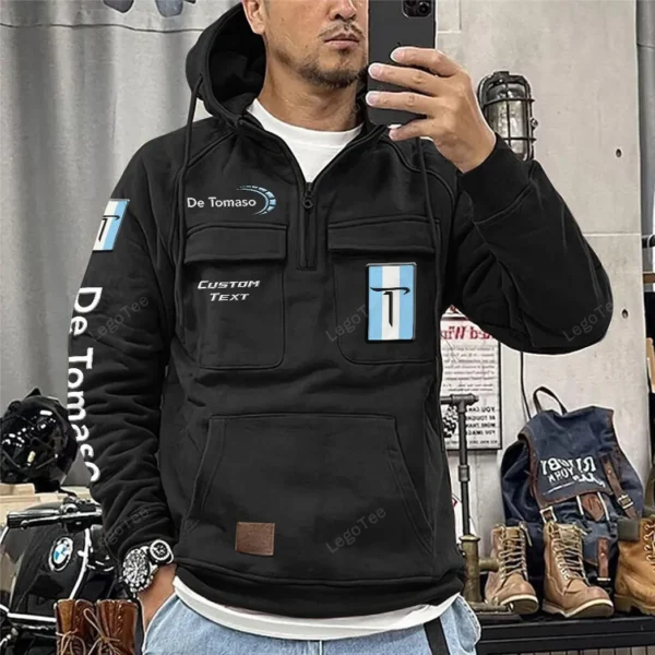 Sleek Speedster Tactical Quarter Zip Hoodie, Exclusive Logo Hoodie For Car Enthusiasts CAR106 - Black - Image 2
