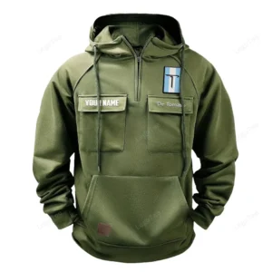 Sleek Speedster Tactical Quarter Zip Hoodie, Exclusive Logo Hoodie For Car Enthusiasts CAR109 - Army Green