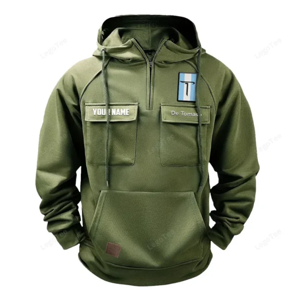 Sleek Speedster Tactical Quarter Zip Hoodie, Exclusive Logo Hoodie For Car Enthusiasts CAR109 - Army Green