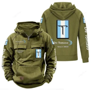 Iconic Road Machine Tactical Quarter Zip Hoodie, Exclusive Logo Hoodie For Car Enthusiasts CAR960 - Army Green