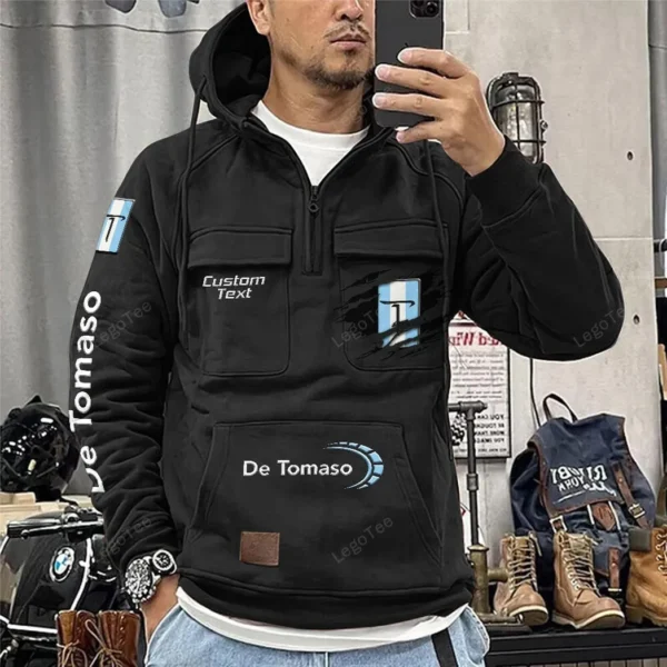 Racing Legend Tactical Quarter Zip Hoodie, Exclusive Logo Hoodie For Car Enthusiasts CAR122 - Black - Image 2