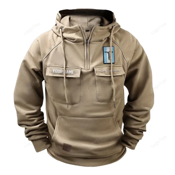 Power Cruiser Tactical Quarter Zip Hoodie, Exclusive Logo Hoodie For Car Enthusiasts CAR109 - Khaki