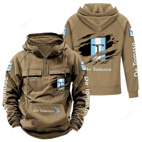 High-Performance GT Tactical Quarter Zip Hoodie, Exclusive Logo Hoodie For Car Enthusiasts CAR122 - Khaki