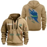 Hoodie Half Zipper Exclusive Logo Gift For Farm Work Machine Enthusiasts CAR170 - Khaki