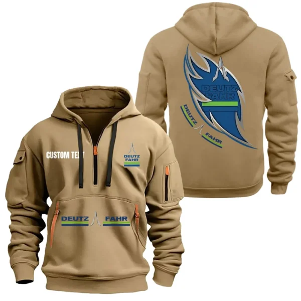 Hoodie Half Zipper Exclusive Logo Gift For Farm Work Machine Enthusiasts CAR170 - Khaki