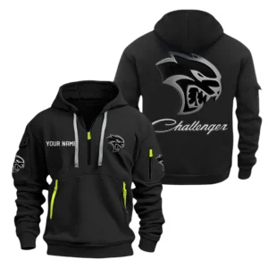 Hoodie Half Zipper Exclusive Logo Gift For Classic Muscle Car Enthusiasts CAR200 - Black