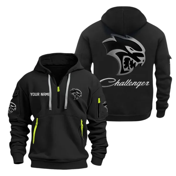 Hoodie Half Zipper Exclusive Logo Gift For Classic Muscle Car Enthusiasts CAR200 - Black