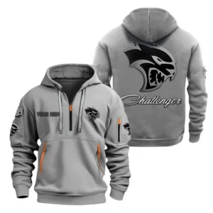Classic Muscle Car Hoodie Half Zipper, All Over Print Hoodie Gift For Classic Muscle Car Enthusiasts CAR200 - Gray