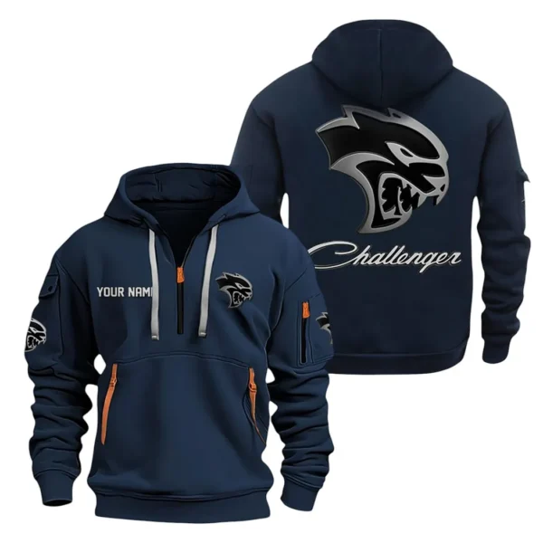 Hoodie Half Zipper Exclusive Logo Gift For Classic Muscle Car Enthusiasts CAR200 - Navy