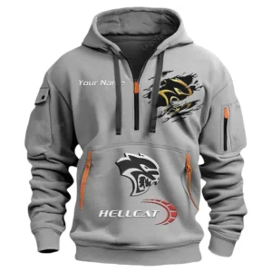 Hoodie Half Zipper Exclusive Logo Gift For Muscle Car Enthusiasts CAR113 - Gray