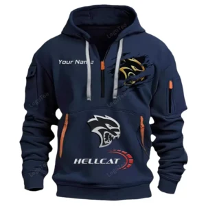 Hoodie Half Zipper Exclusive Logo Gift For Supercharged Car Enthusiasts CAR113 - Navy