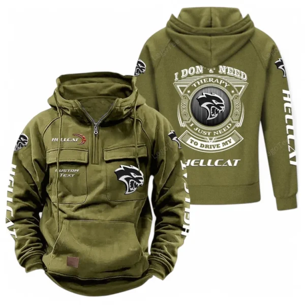 Extreme Power Car Tactical Quarter Zip Hoodie, Exclusive Logo Hoodie For Car Enthusiasts CAR106 - Army Green