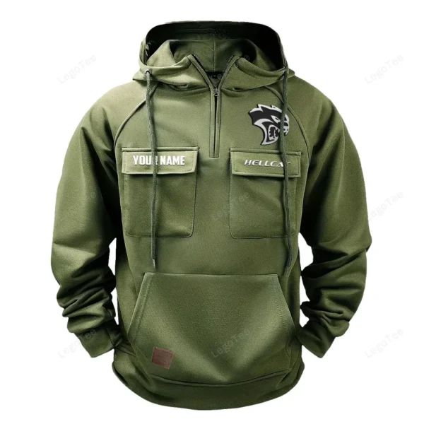 Performance Street Coupe Tactical Quarter Zip Hoodie, Exclusive Logo Hoodie For Car Enthusiasts CAR109 - Army Green