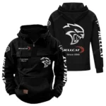 Track-Ready Muscle Car Tactical Quarter Zip Hoodie, Exclusive Logo Hoodie For Car Enthusiasts CAR960 - Black