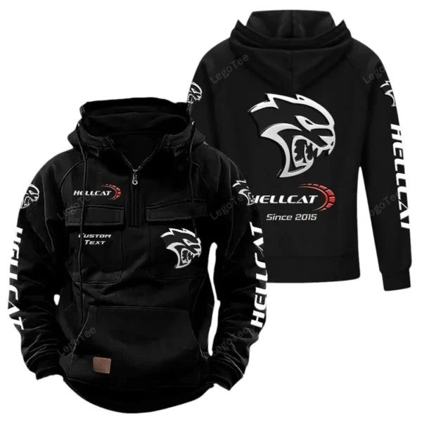 Track-Ready Muscle Car Tactical Quarter Zip Hoodie, Exclusive Logo Hoodie For Car Enthusiasts CAR960 - Black