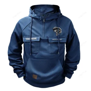 Supercharged Muscle Car Tactical Quarter Zip Hoodie, Exclusive Logo Hoodie For Car Enthusiasts CAR109 - Dark Blue