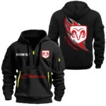 Rural Work Vehicle Hoodie Half Zipper, All Over Print Hoodie Gift For Rural Work Vehicle Enthusiasts CAR170 - Black