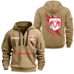 Classic Muscle Car Hoodie Half Zipper, All Over Print Hoodie Gift For Classic Muscle Car Enthusiasts CAR170 - Khaki