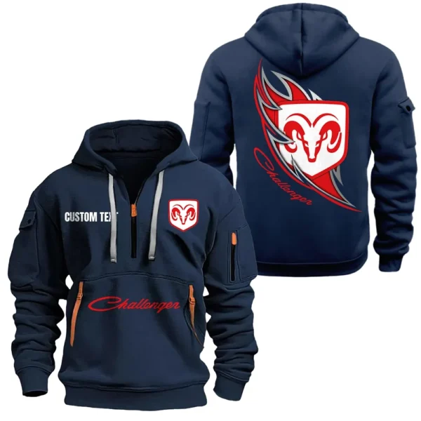 Classic Muscle Car Hoodie Half Zipper, All Over Print Hoodie Gift For Classic Muscle Car Enthusiasts CAR170 - Navy