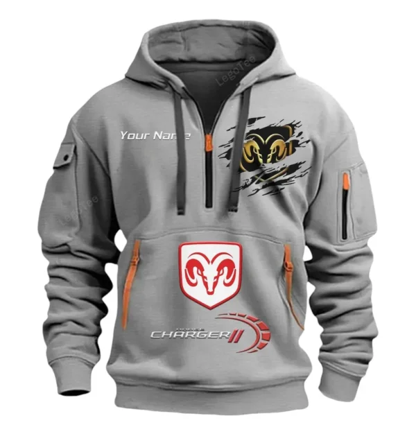Hoodie Half Zipper Exclusive Logo Gift For Retro-Inspired Sedan Enthusiasts CAR113 - Gray
