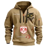 Hoodie Half Zipper Exclusive Logo Gift For Retro-Inspired Sedan Enthusiasts CAR113 - Khaki