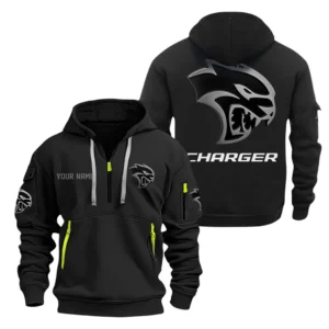 Retro-Inspired Sedan Hoodie Half Zipper, Exclusive Logo Hoodie For Retro-Inspired Sedan Enthusiasts CAR200 - Black