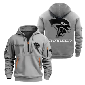 Retro-Inspired Sedan Hoodie Half Zipper, All Over Print Hoodie Gift For Retro-Inspired Sedan Enthusiasts CAR200 - Gray