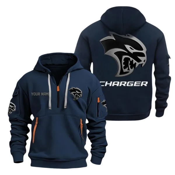 Hoodie Half Zipper Exclusive Logo Gift For Retro-Inspired Sedan Enthusiasts CAR200 - Navy