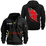 Retro-Inspired Sedan Hoodie Half Zipper, All Over Print Hoodie Gift For Retro-Inspired Sedan Enthusiasts CAR170 - Black